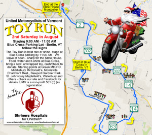 Vermont Toy Run Route - Map